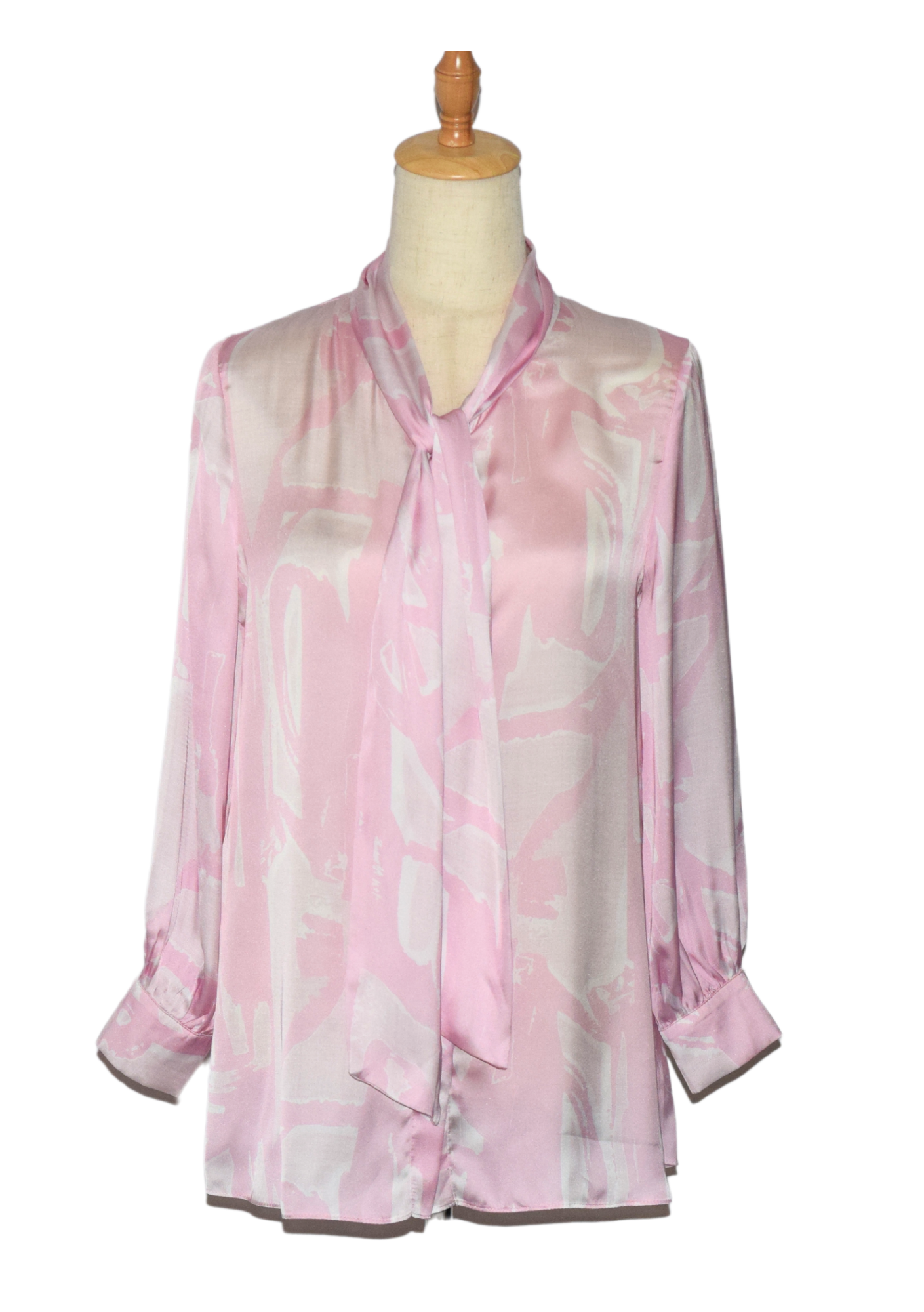 Pink Patterned Tie Collar Shirt