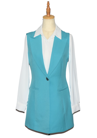 Sleeveless Blazer - Fountain Blue