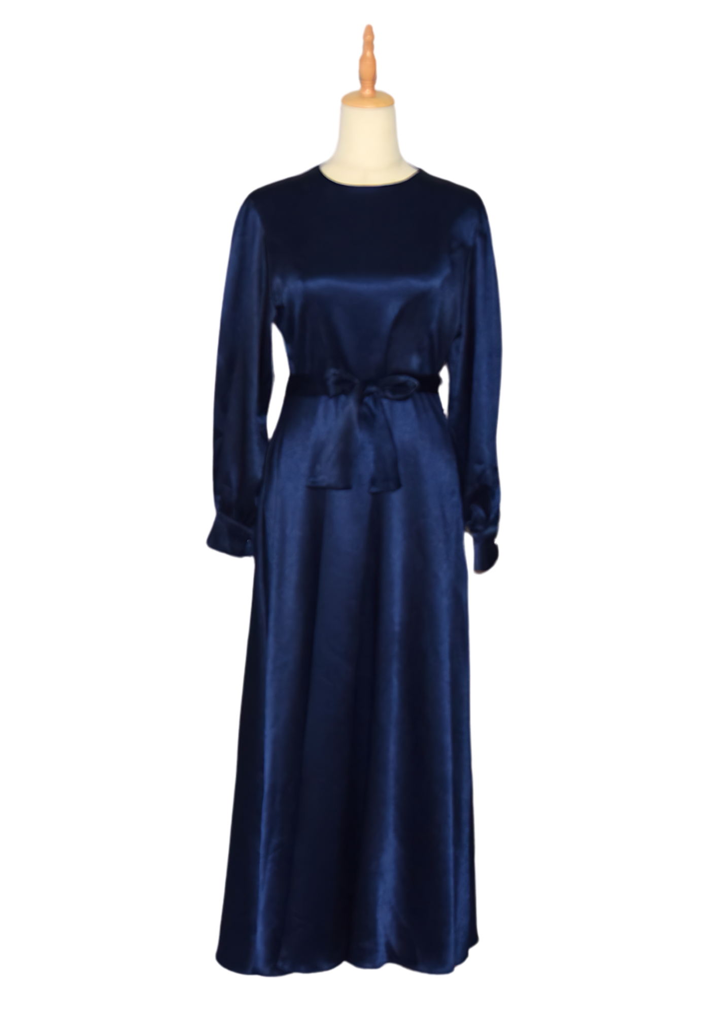 Chiffon Layered Belted Dress - Navy