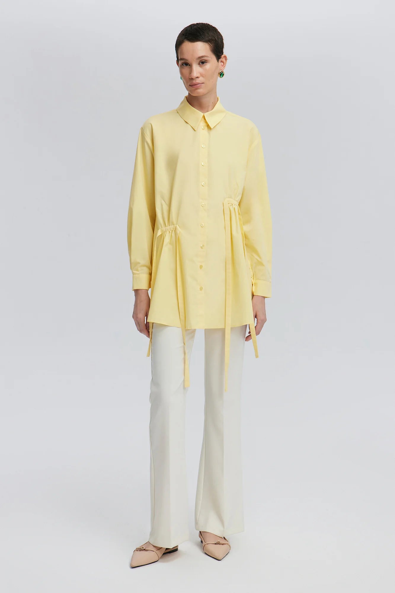 Button Down Detailed Shirt - Yellow