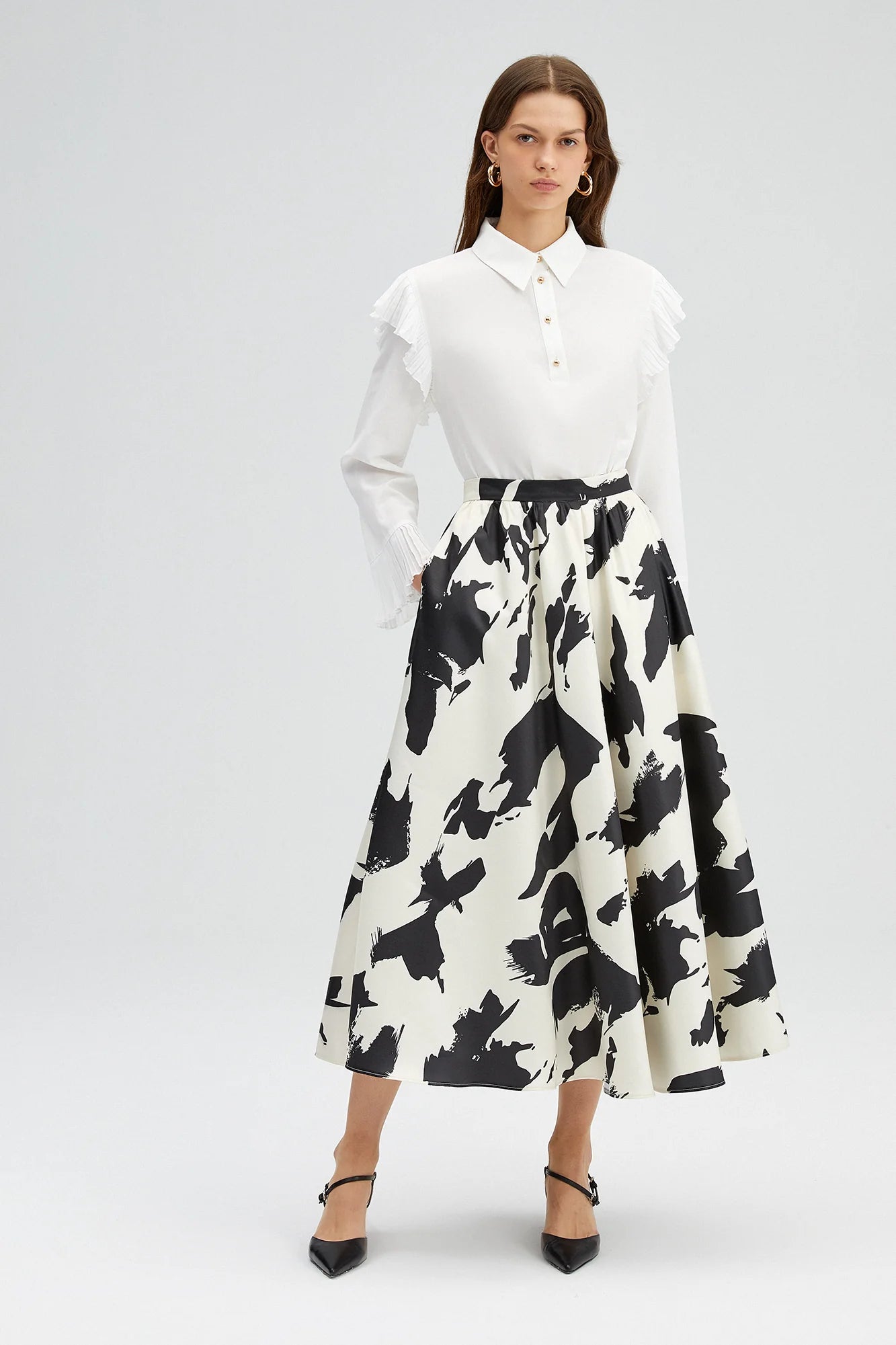 Patterned Satin Skirt