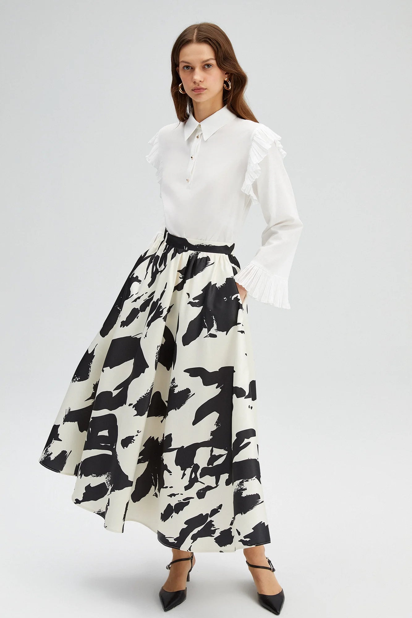 Patterned Satin Skirt