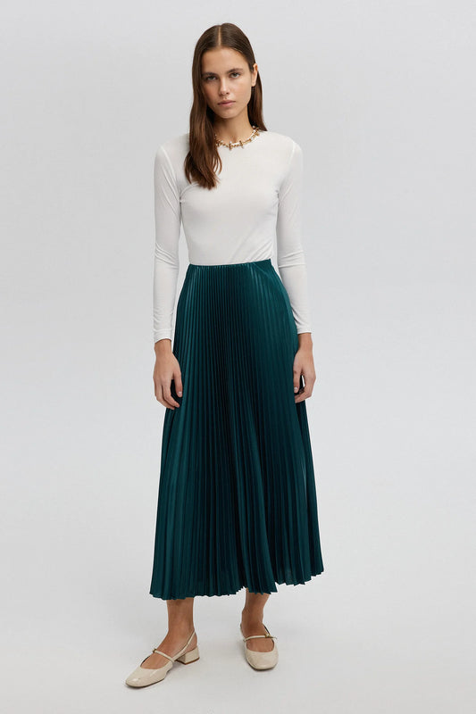 Pleated Skirt - Forest Green