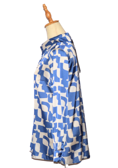 Patterned Button Down Shirt - Blue