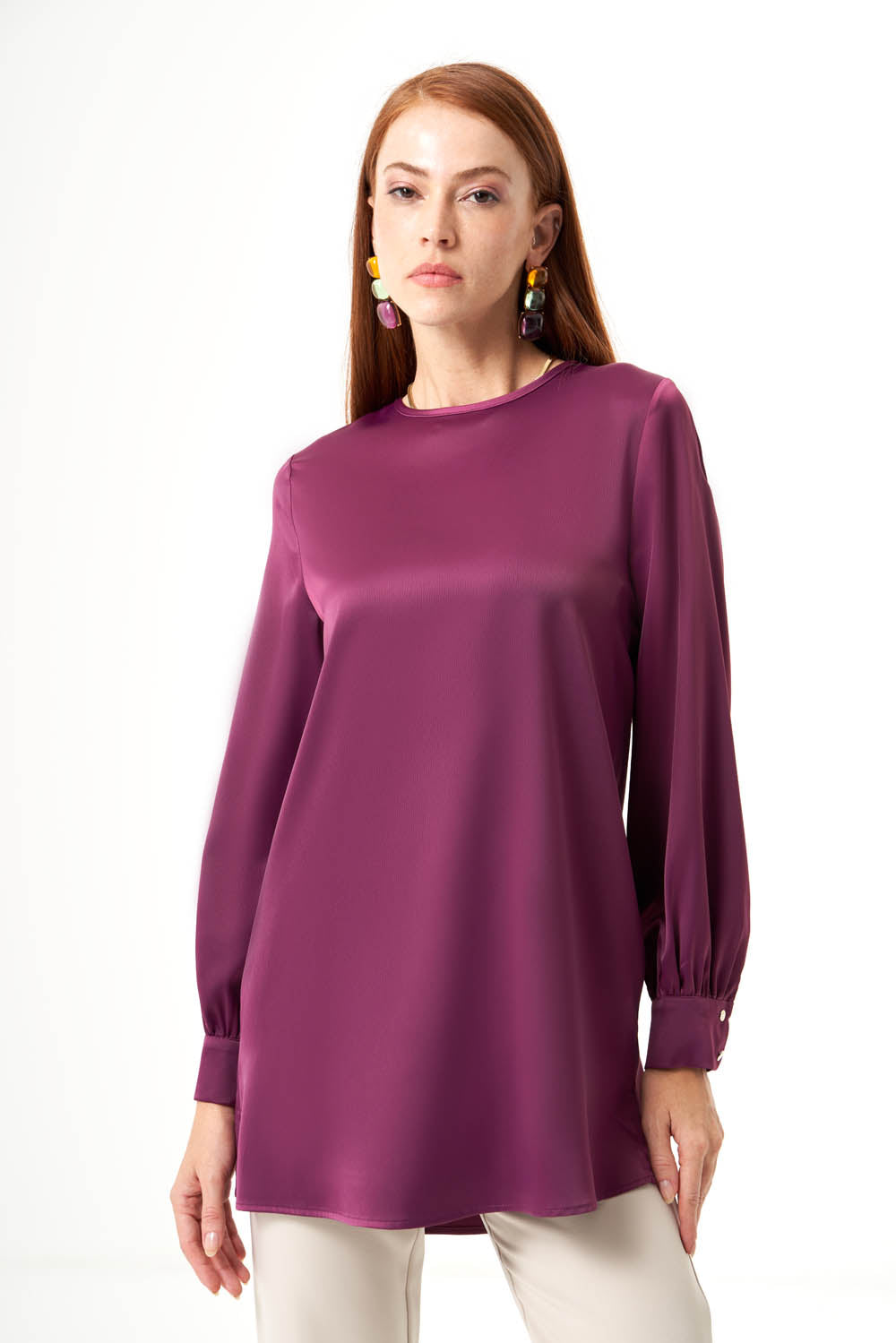 Satin Tunic - Plum