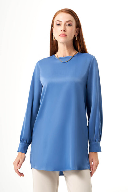 Satin Tunic - Dusty Blue