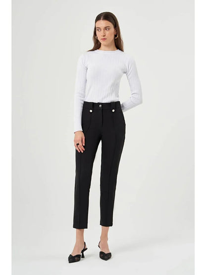 Buttoned Trousers - Black